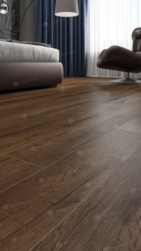Кварц-виниловая плитка Alpine Floor Дуб Шоколадный Eco 7-18 Aba