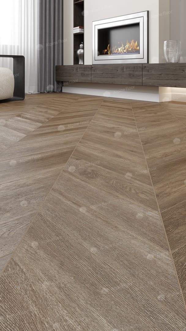 Кварц-виниловая плитка Alpine Floor Eco 18-5 Макадамия Chevron