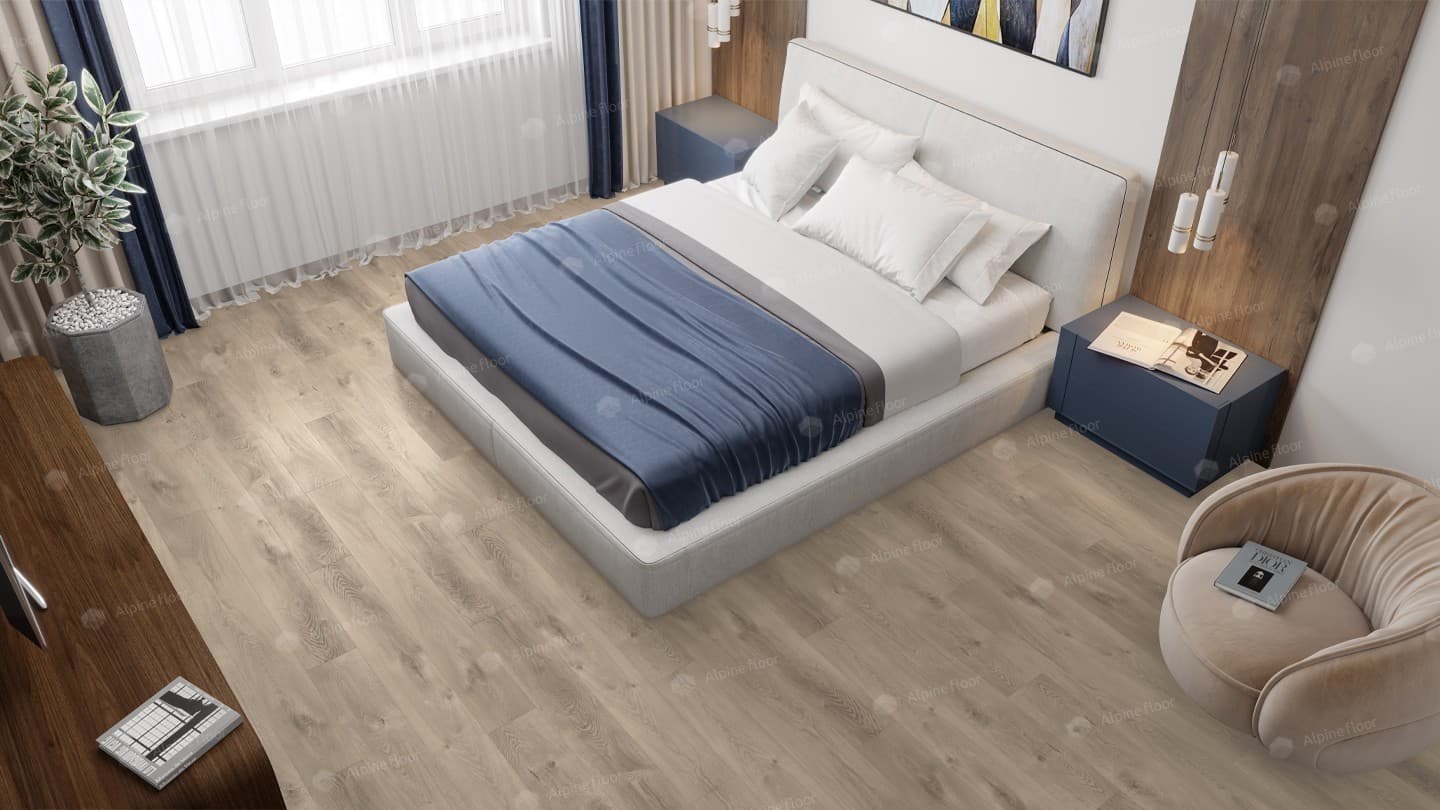 Кварц-виниловая плитка Alpine Floor Дуб Натуральный Отбеленный Eco 7-5 Aba
