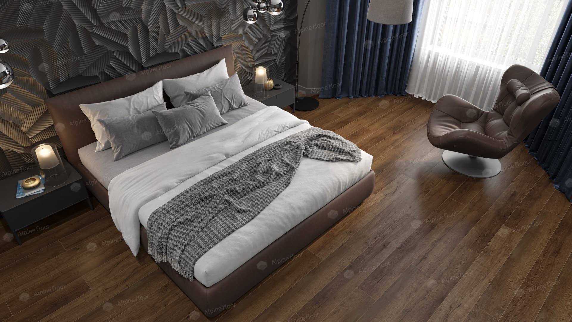 Кварц-виниловая плитка Alpine Floor Дуб Шоколадный Eco 7-18 Aba