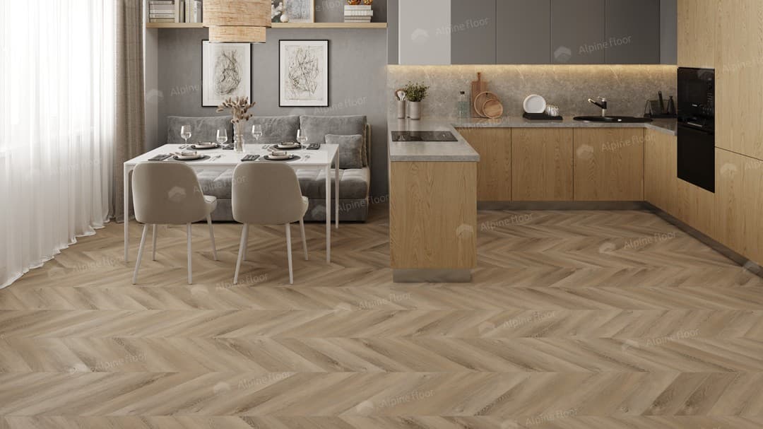 Виниловая плитка Alpine Floor Eco 20-6 Дуб Синистра Chevron