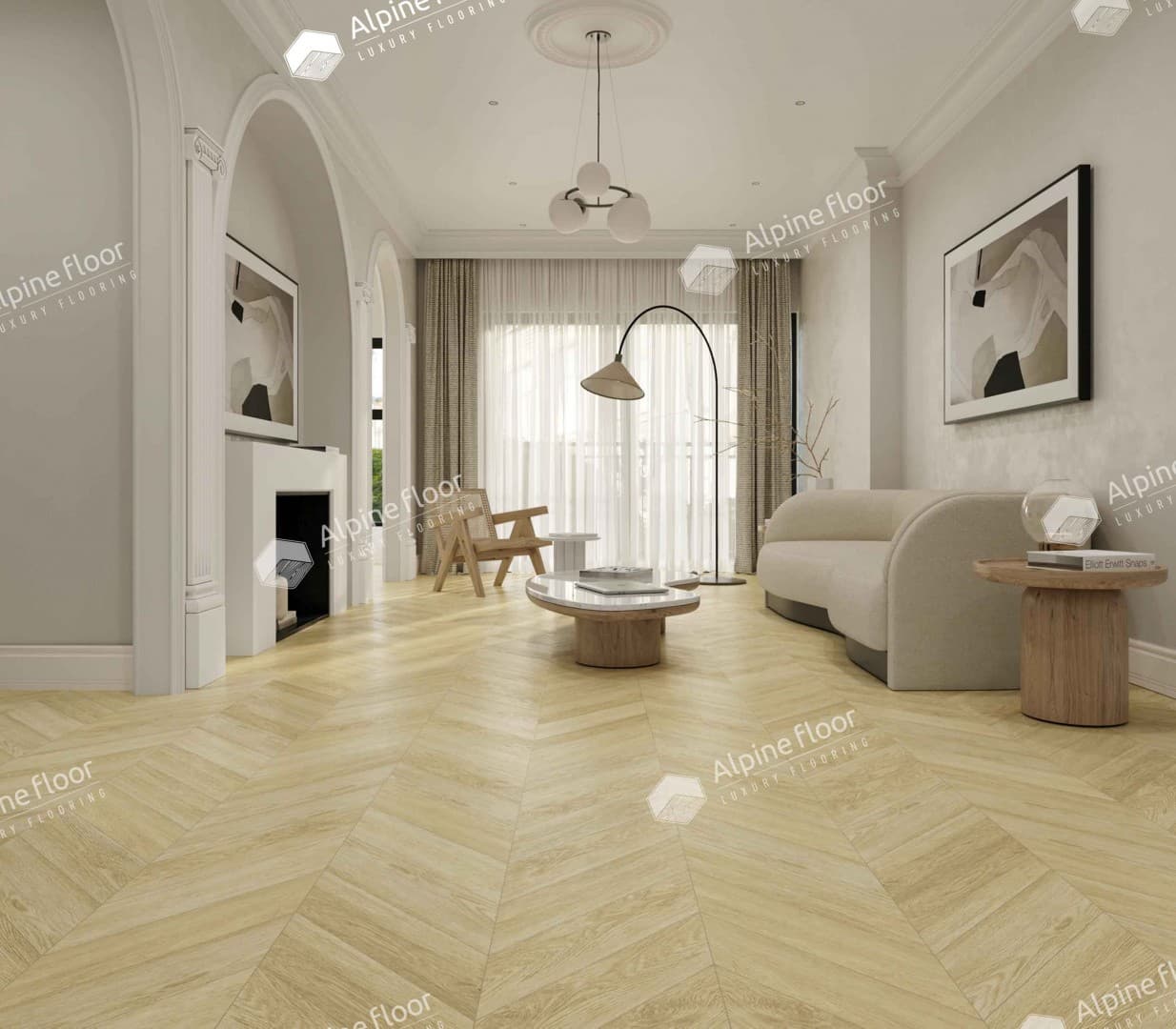 Кварц-виниловая плитка Alpine Floor Eco 18-2 Дуб Ваниль Селект Chevron
