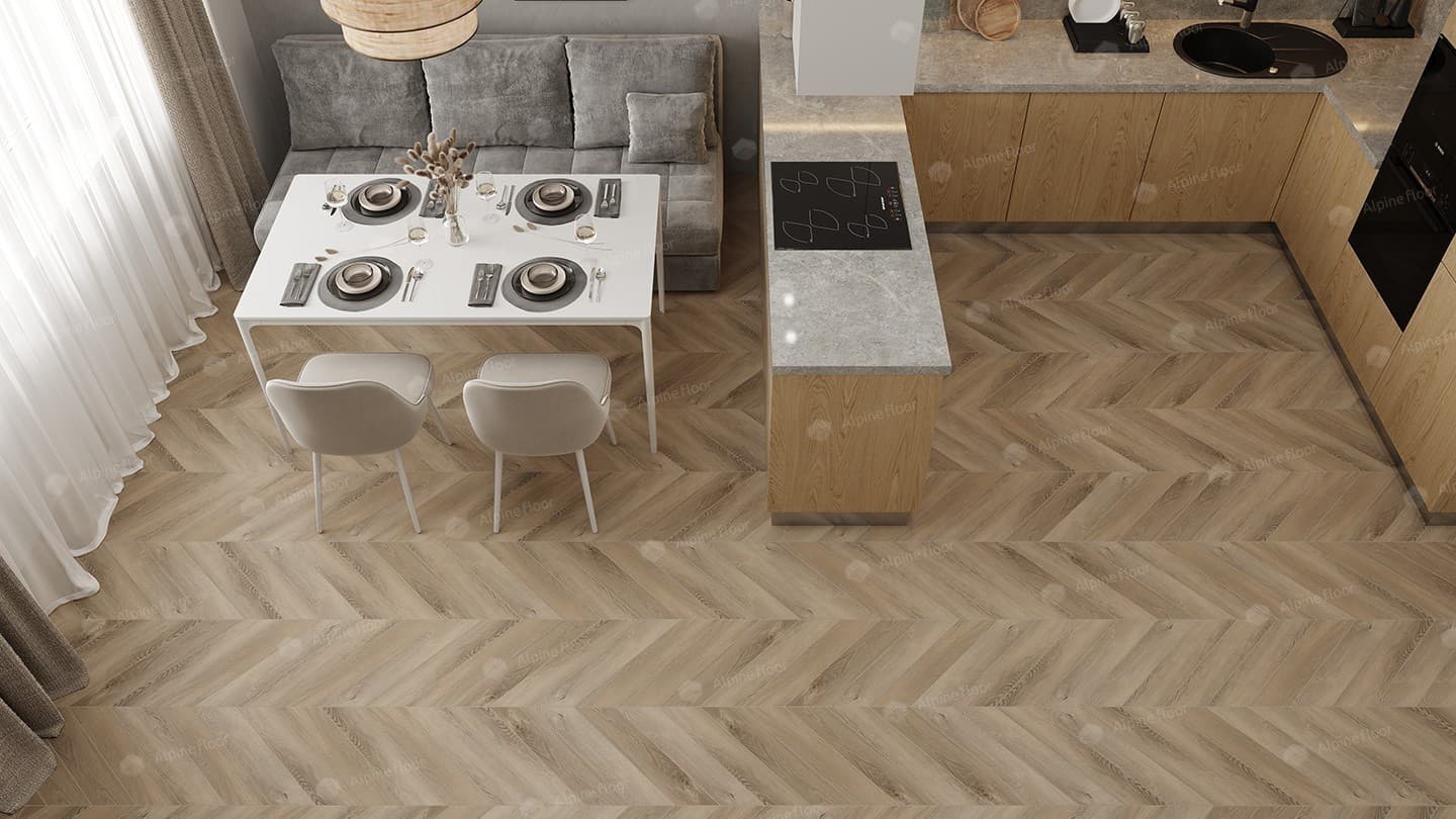 Кварц-виниловая плитка Alpine Floor Eco 18-6 Дуб Синистра Chevron
