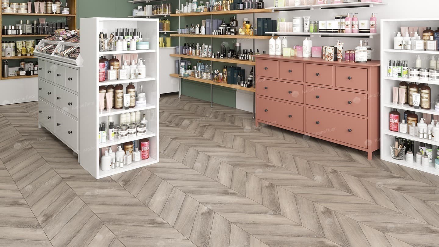 Кварц-виниловая плитка Alpine Floor Eco 18-8 Дуб Исида Chevron