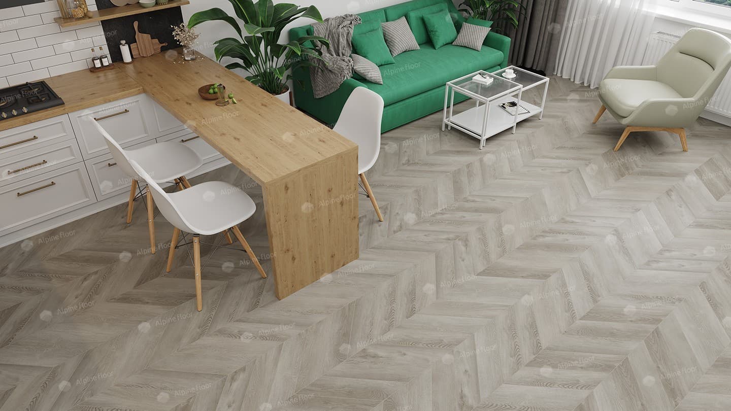 Кварц-виниловая плитка Alpine Floor Eco 18-1 Дуб Фантазия Chevron