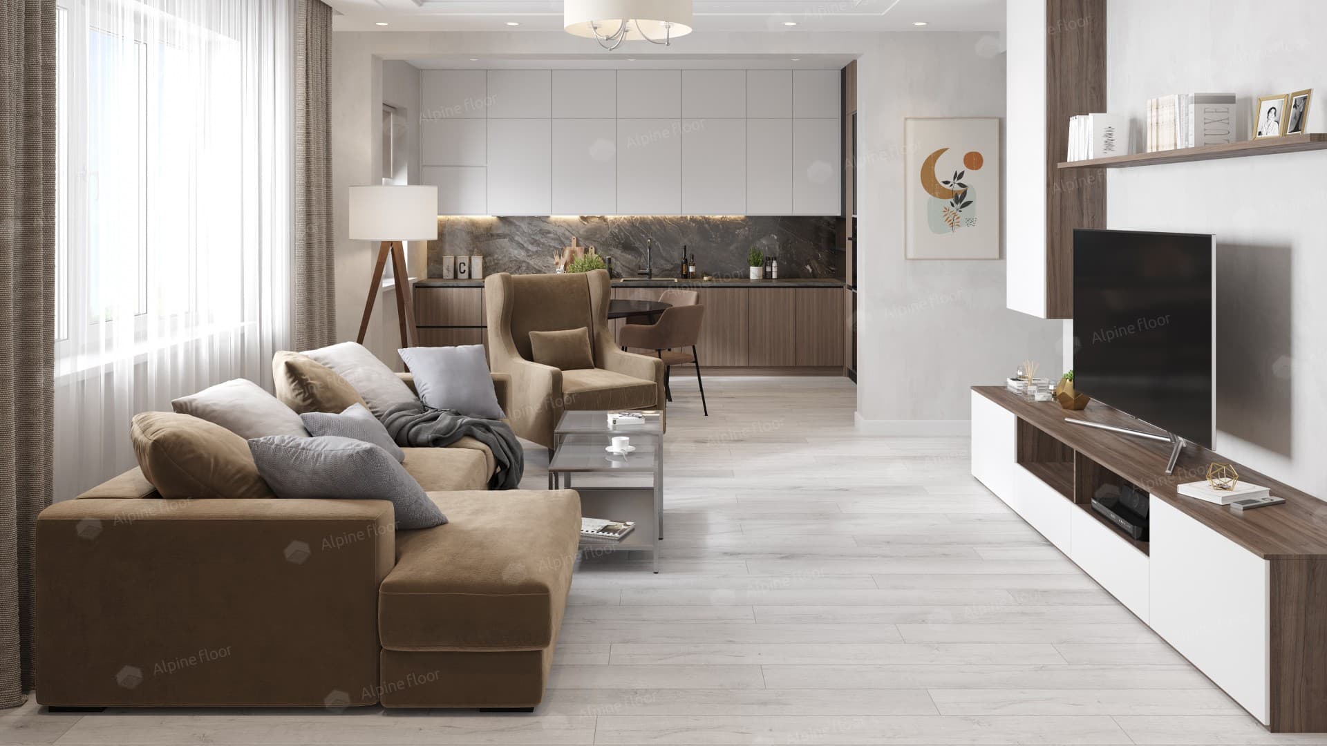 Кварц-виниловая плитка Alpine Floor Дуб Морская Пена Eco 7-21 Aba