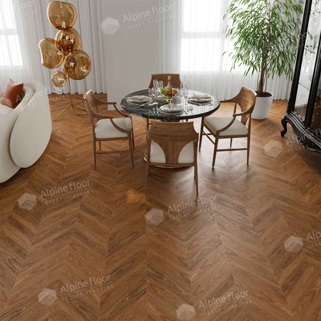 Кварц-виниловая плитка Alpine Floor Eco 18-22 Орех Нойер Chevron