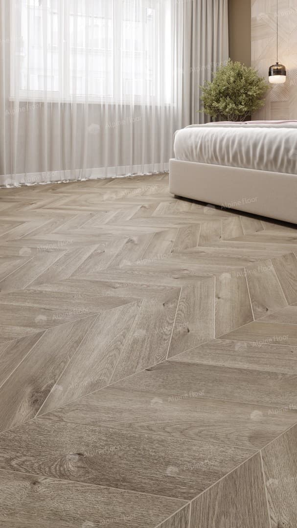 Виниловая плитка Alpine Floor Eco 20-3 Дуб Натуральный Отбеленный Chevron