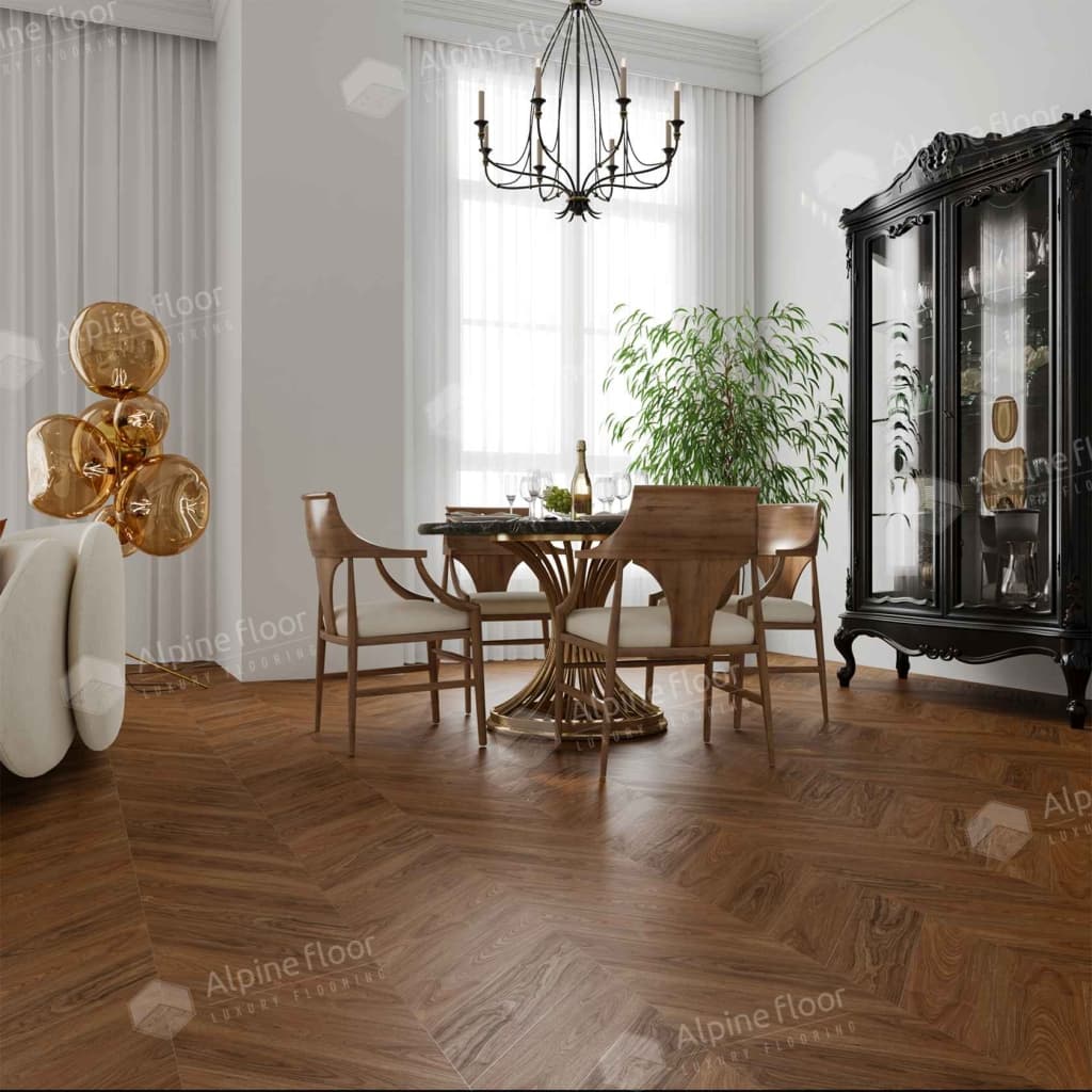 Кварц-виниловая плитка Alpine Floor Eco 18-22 Орех Нойер Chevron