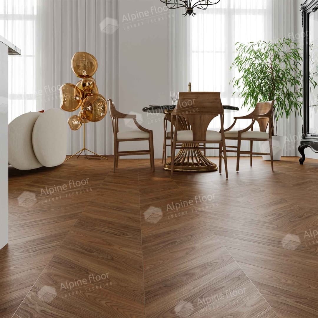 Кварц-виниловая плитка Alpine Floor Eco 18-22 Орех Нойер Chevron