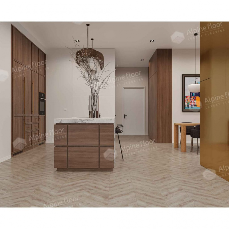 Кварц-виниловая плитка Alpine Floor Eco 18-21 Гикори Chevron
