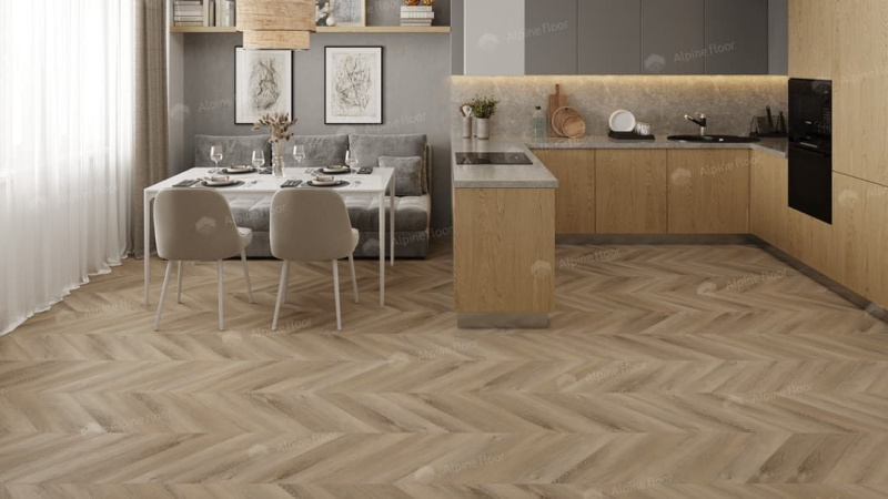 Виниловая плитка Alpine Floor Eco 20-6 Дуб Синистра Chevron