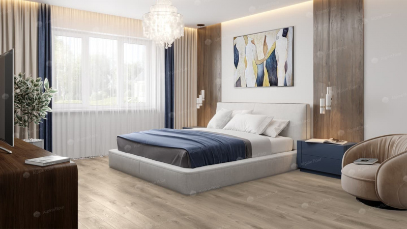 Кварц-виниловая плитка Alpine Floor Дуб Натуральный Отбеленный Eco 7-5 Aba
