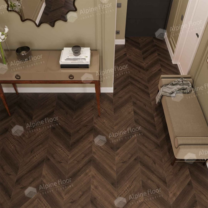Кварц-виниловая плитка Alpine Floor Eco 18-12 Дуб Мокка Chevron