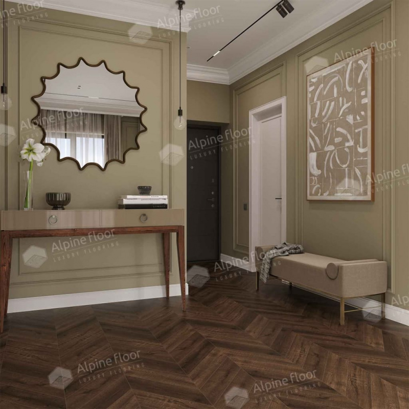 Кварц-виниловая плитка Alpine Floor Eco 18-12 Дуб Мокка Chevron