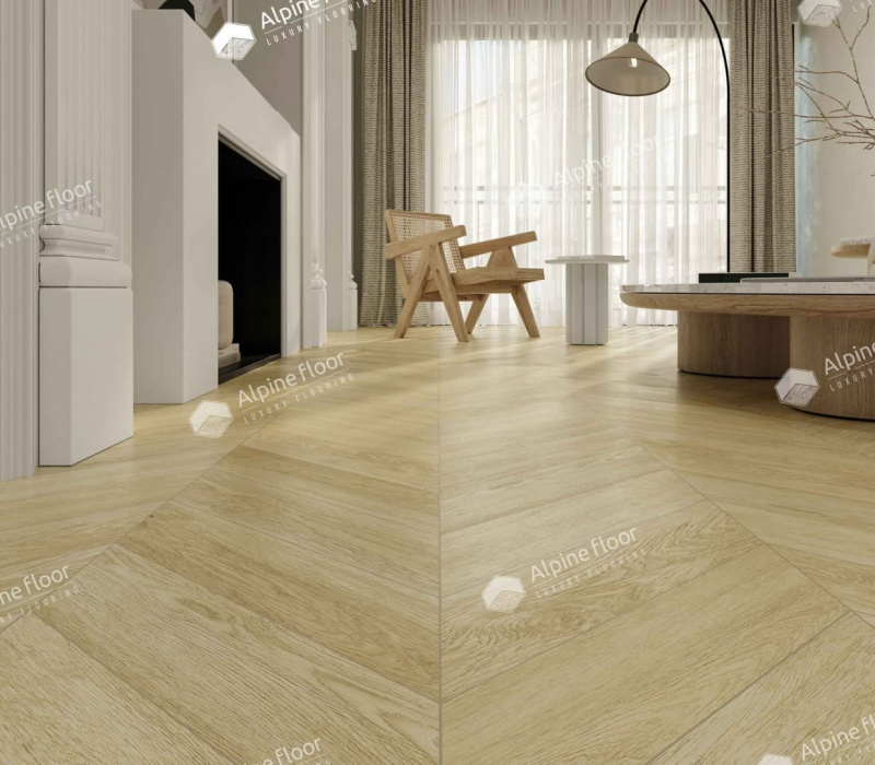 Кварц-виниловая плитка Alpine Floor Eco 18-2 Дуб Ваниль Селект Chevron