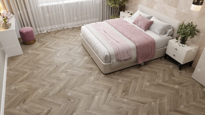 Кварц-виниловая плитка Alpine Floor Eco 18-3 Дуб Натуральный Отбеленный Chevron