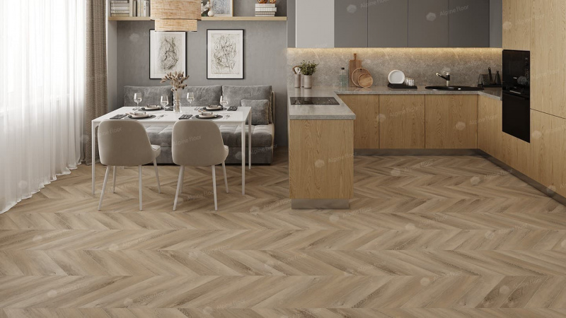 Кварц-виниловая плитка Alpine Floor Eco 18-6 Дуб Синистра Chevron