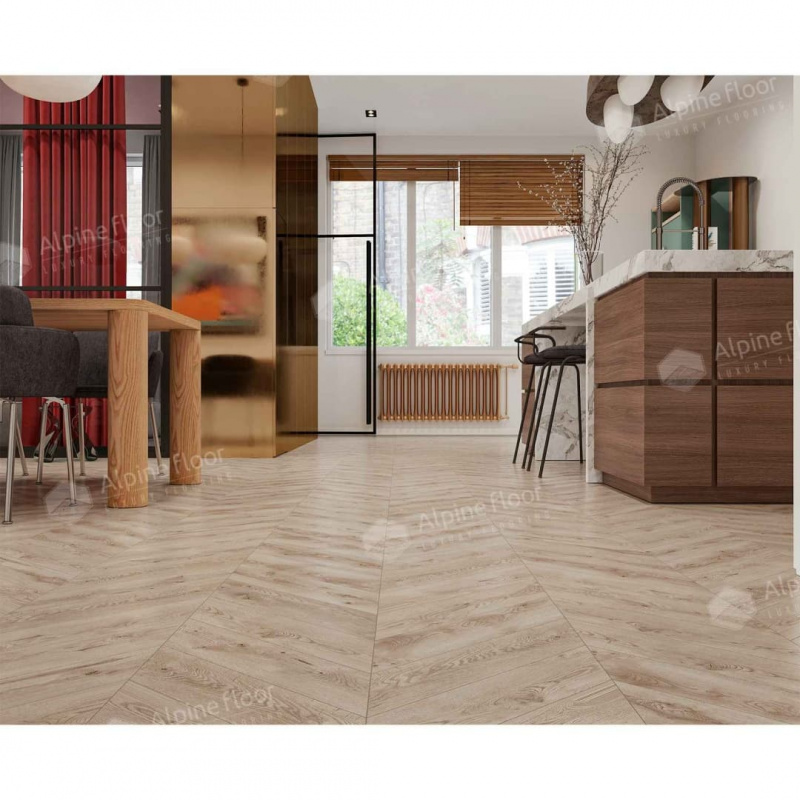 Кварц-виниловая плитка Alpine Floor Eco 18-21 Гикори Chevron