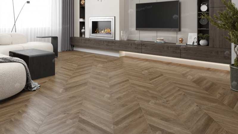 Виниловая плитка Alpine Floor Eco 20-5 Макадамия Chevron