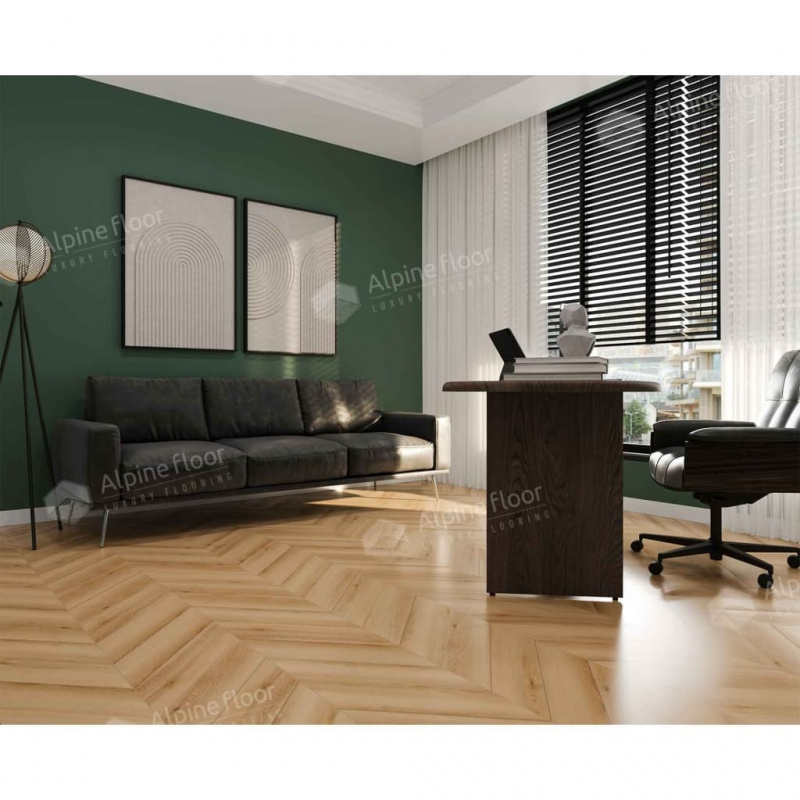 Кварц-виниловая плитка Alpine Floor Eco 18-19 Дуб Самерсет Chevron